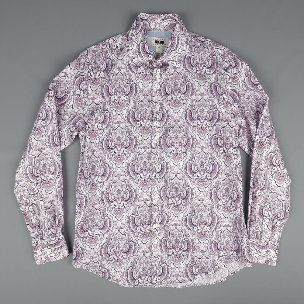 Joseph Abboud Mens M Paisley Long Sleeve Button Down Shirt Purple